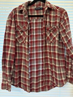 Faded Glory Red and Cream Plaid Shirt